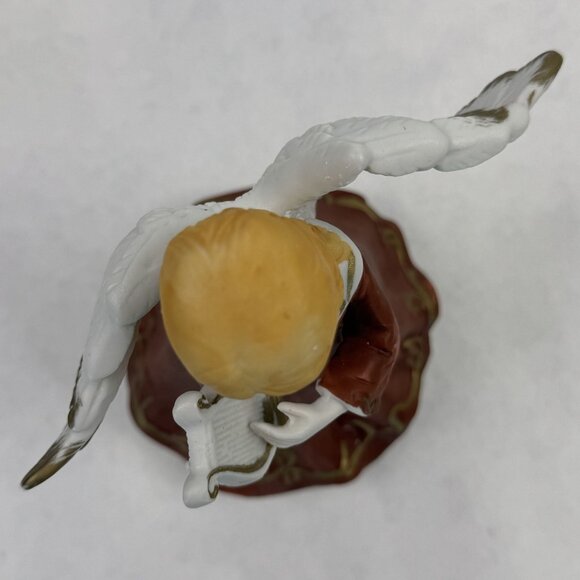 Vintage Bisque Angel Musical Figurine 7" Harp Taiwan Hark The Herald Angels Sing - Picture 11 of 16